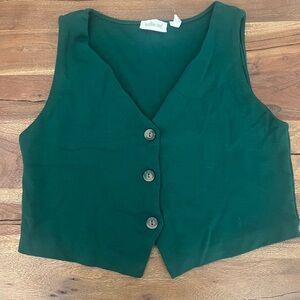 Women's Green Button-Up Vest